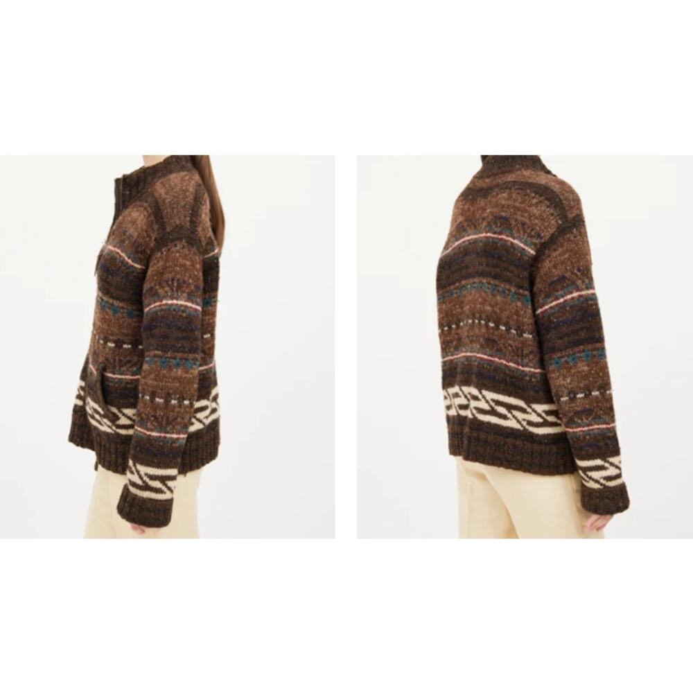 Women's Ralph Lauren Aztec full-zip Hand Knit Wool Cardigan XL - Picture 2 of 6